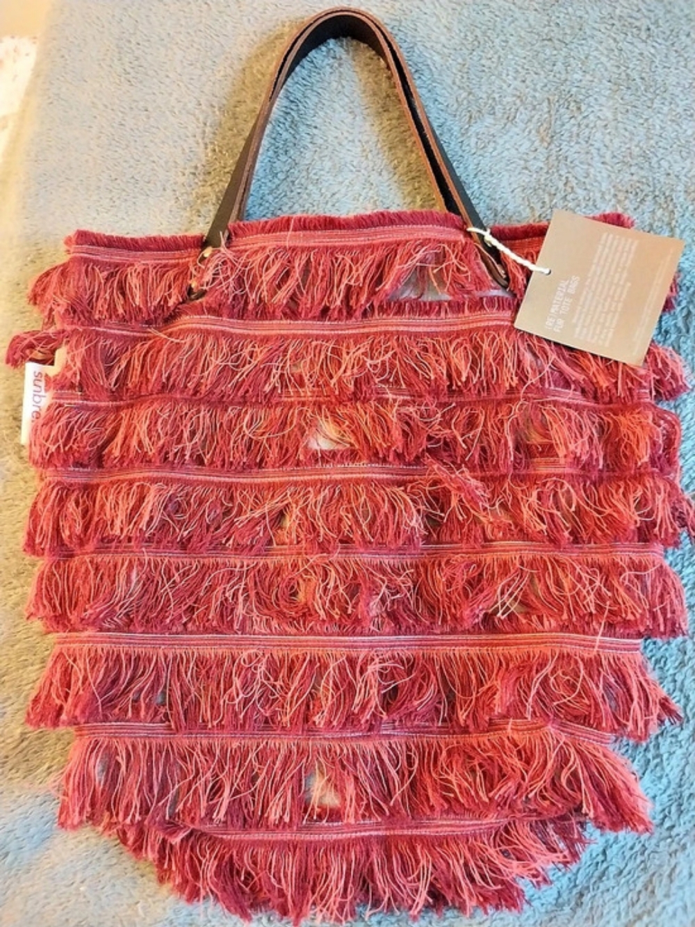 Sunbrella (RE)MATERIAL For Tote Bags ( Fringe Tote in Pink & Orange NWT